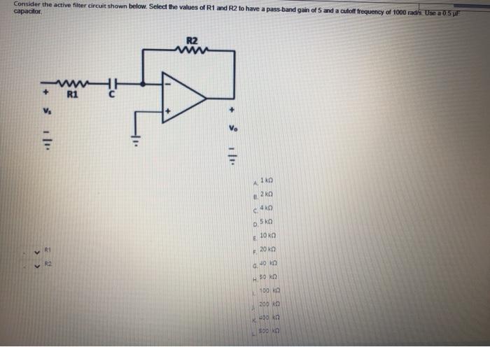 Solved Consider the active filter circuit shown below. | Chegg.com