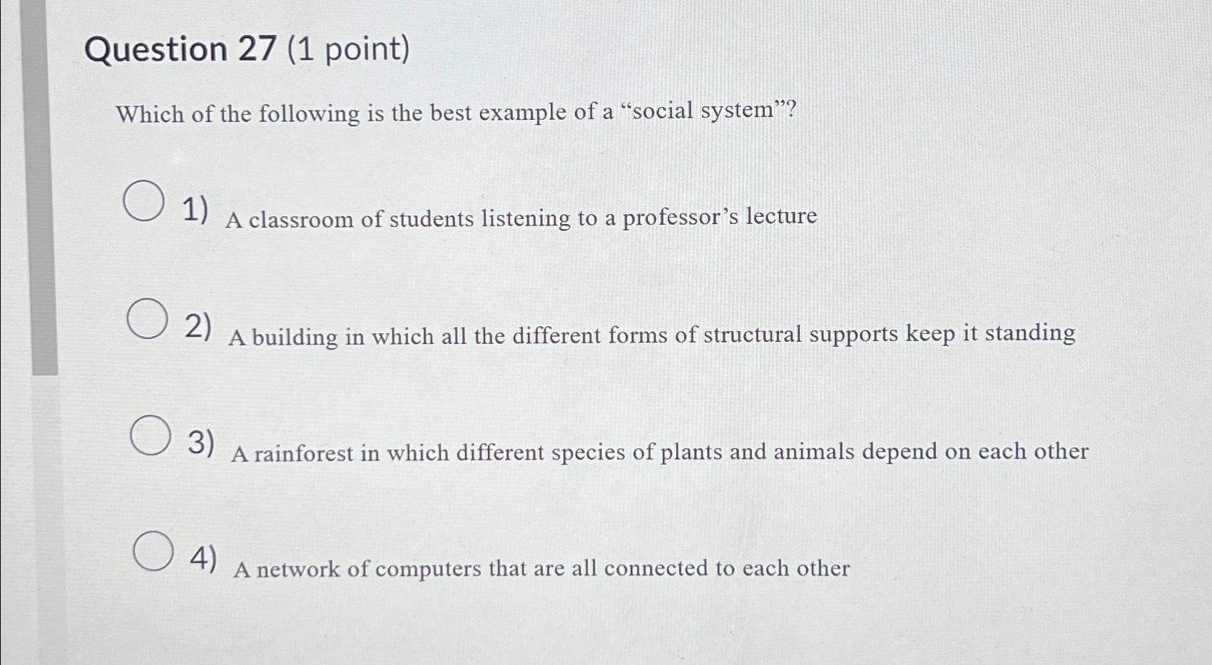 Solved Question 27 (1 ﻿point)Which of the following is the | Chegg.com