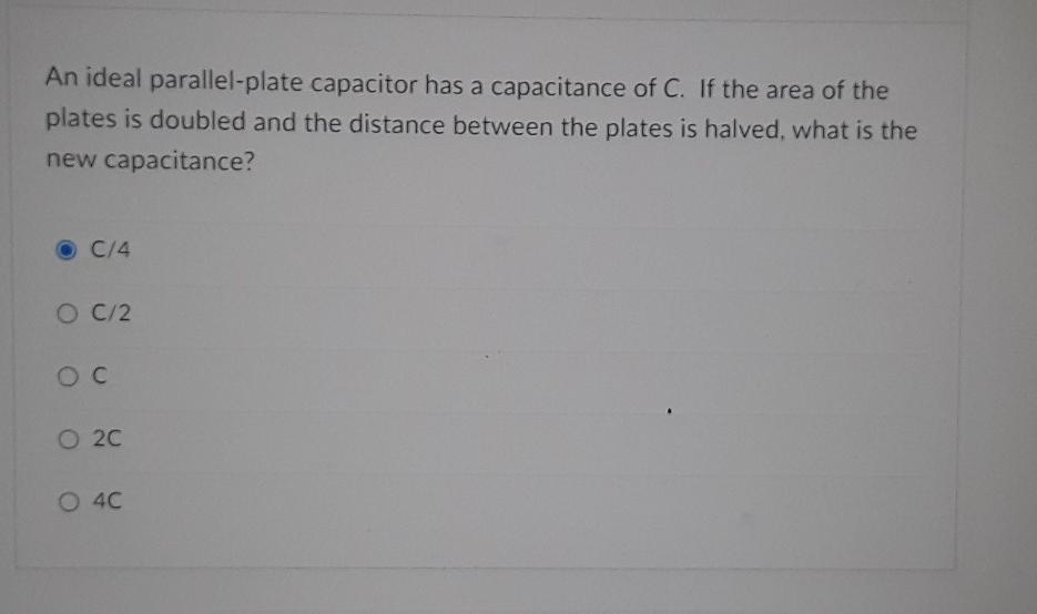 Solved An ideal parallel-plate capacitor has a capacitance | Chegg.com