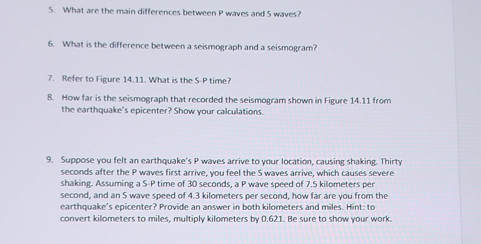 Solved Figure 14.11: An Example Seismogram. 55. What are the | Chegg.com