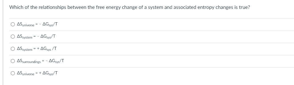 Solved Which of the relationships between the free energy | Chegg.com