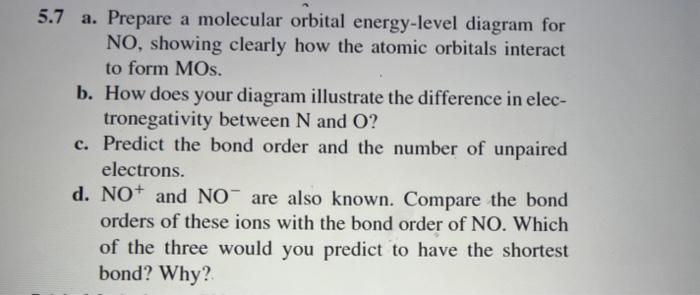 Solved 5.7 A. Prepare A Molecular Orbital Energy-level | Chegg.com