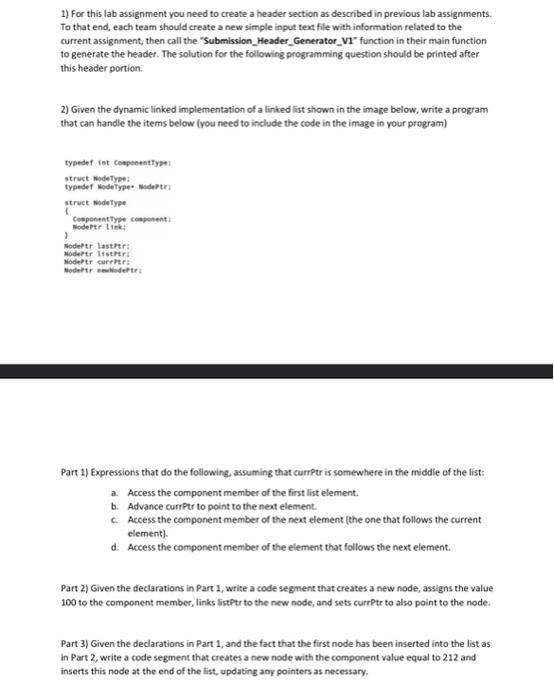 Solved 1) For this lab assignment you need to create a | Chegg.com