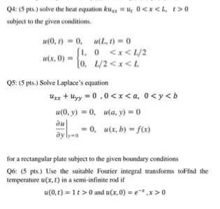 Solved 04:5pts.) solve the heat equation 0 subject to the | Chegg.com