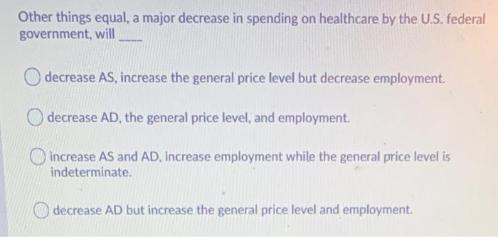 Solved Other things equal, a major decrease in spending on | Chegg.com