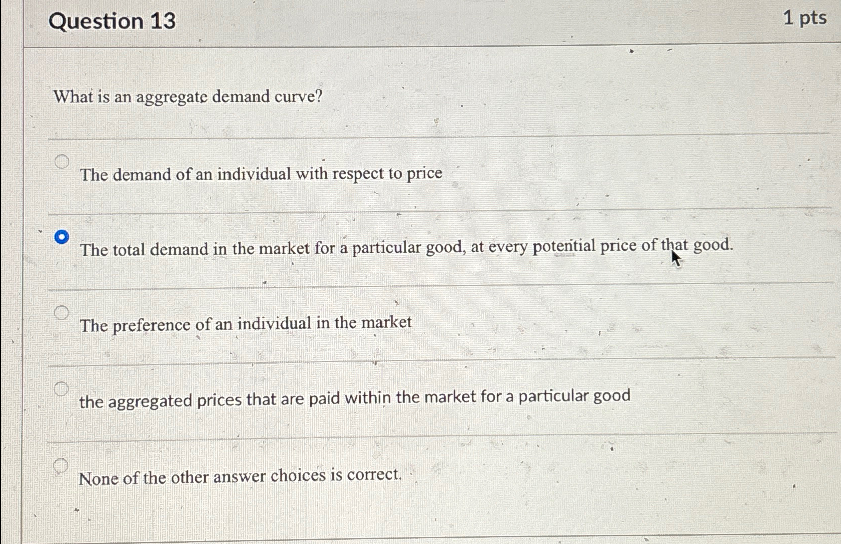 Solved Question 131ptsWhat is an aggregate demand curve?The | Chegg.com