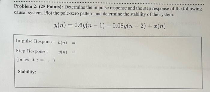 Solved Problem 2 25 Points Determine The Impulse 2824