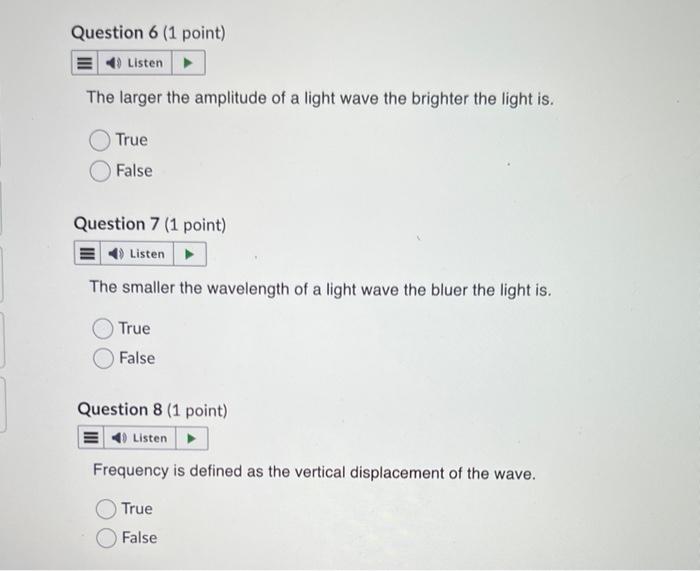 Solved The larger the amplitude of a light wave the brighter | Chegg.com