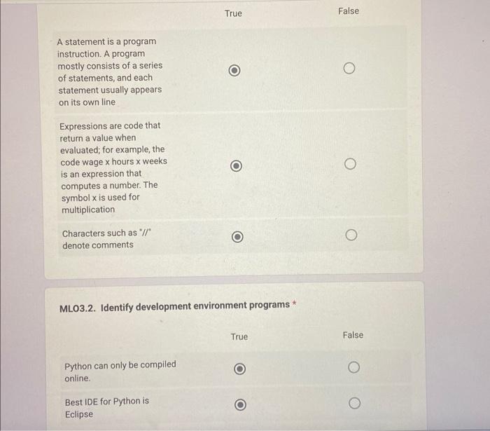 Solved True False A statement is a program instruction. A | Chegg.com