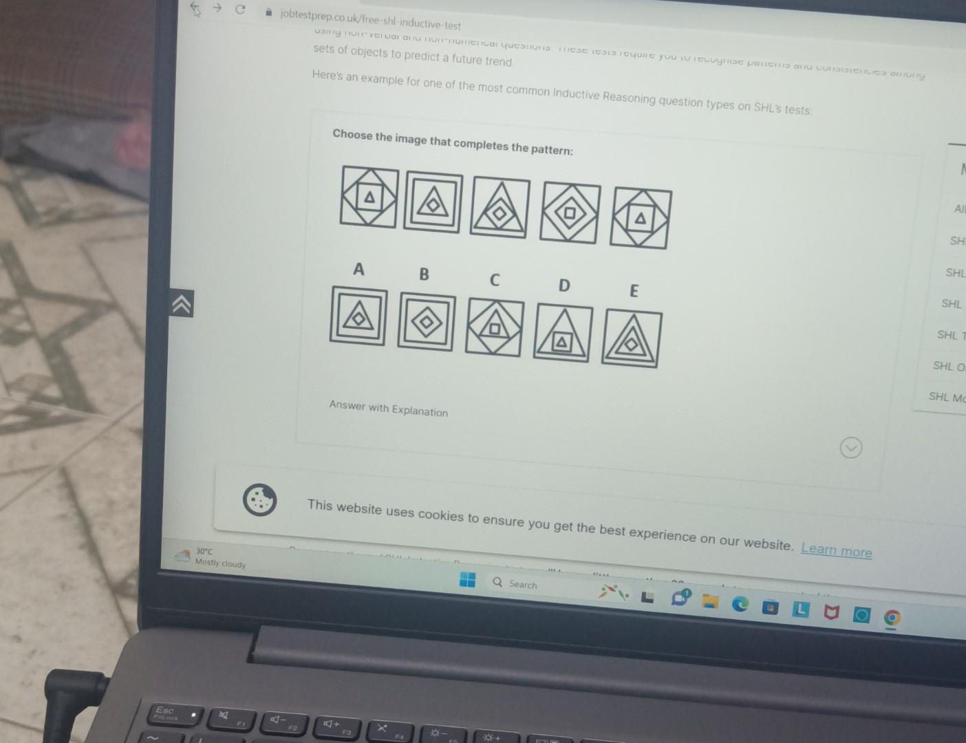 Solved jobtestprep.co uk/free-shl- inductive-test sets of | Chegg.com
