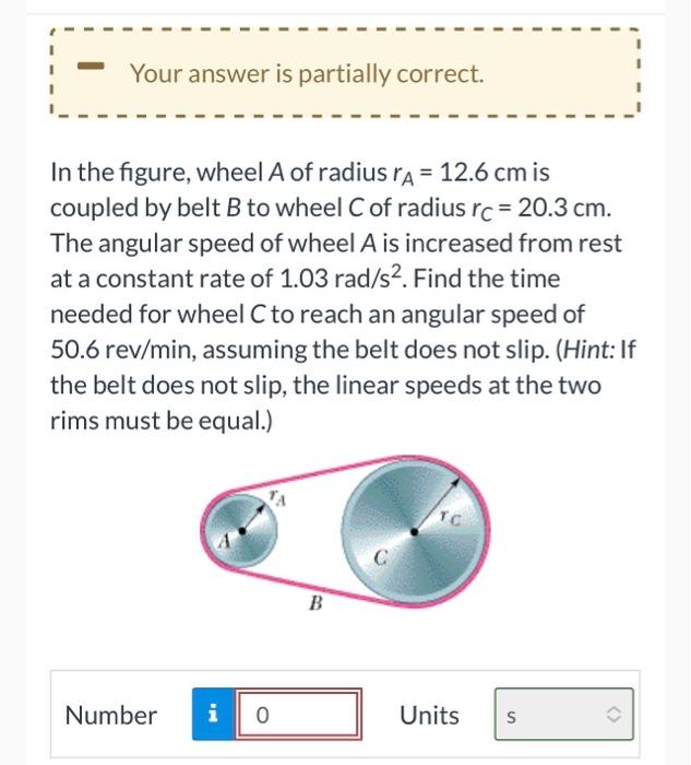 Solved In the figure, wheel A of radius rA=12.6 cm is | Chegg.com