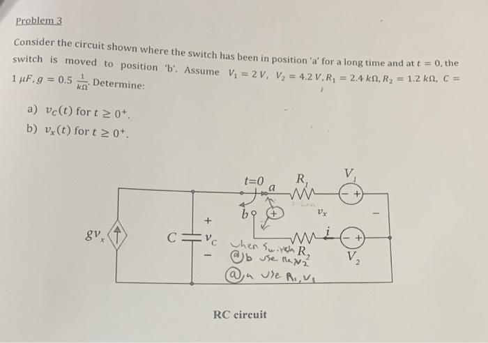 Solved Problem 3 Consider the circuit shown where the switch | Chegg.com