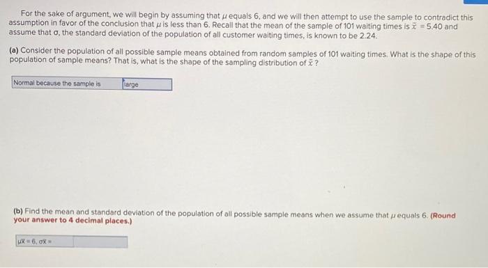 Solved For the sake of argument, we will begin by assuming | Chegg.com