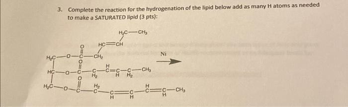 Solved 3. Complete The Reaction For The Hydrogenation Of The | Chegg.com