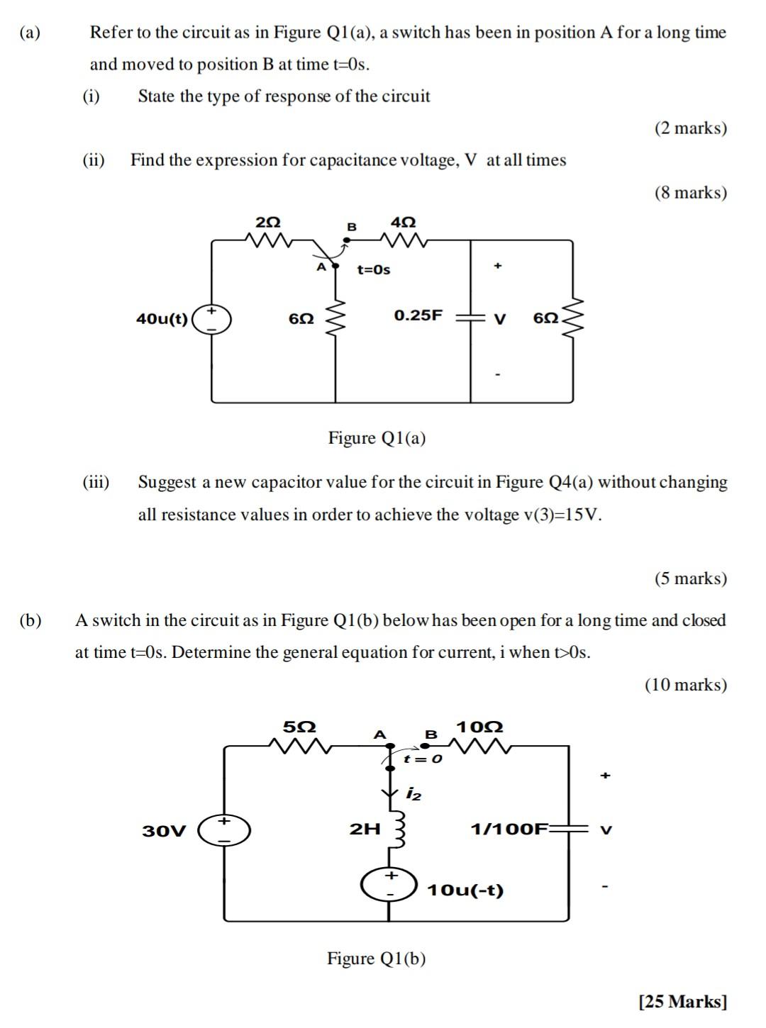 Solved (a ) Refer to the circuit as in Figure Q1(a), a | Chegg.com
