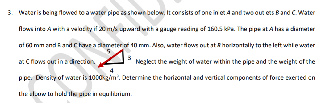 3. Water is being flowed to a water pipe as shown | Chegg.com
