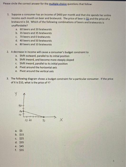 Solved Please circle the correct answer for the multiple | Chegg.com