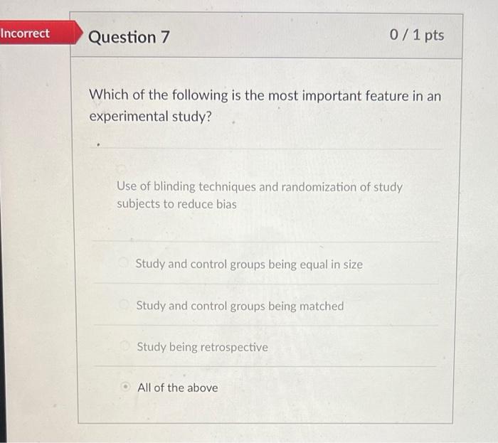 Solved Incorrect Question 7 0/1 pts Which of the following | Chegg.com