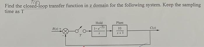 Solved Find the closed-loop transfer function in z domain | Chegg.com