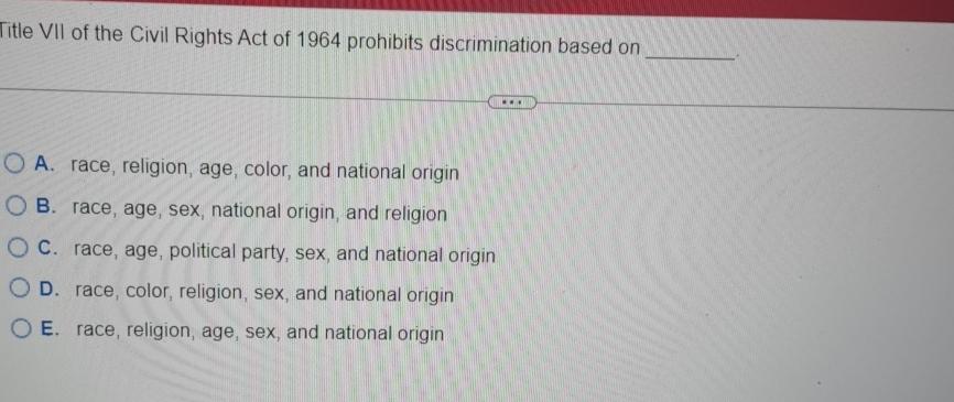 title vi of the civil rights act prohibits discrimination based on