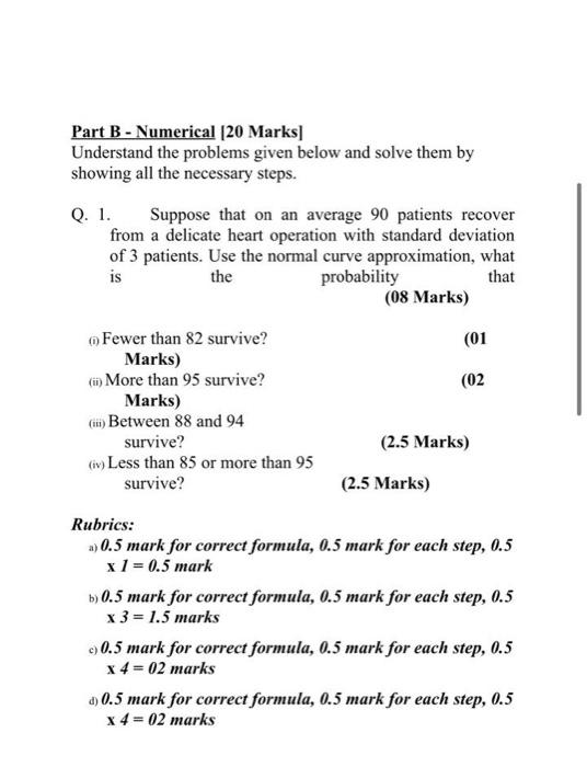 Solved Part B - Numerical [20 Marks] Understand the problems | Chegg.com