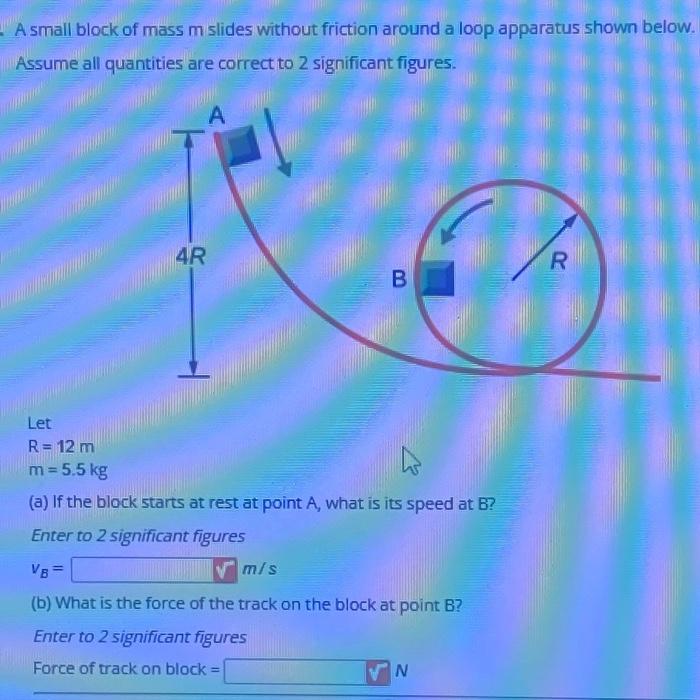 Solved A small block of mass m slides without friction | Chegg.com