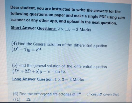 Solved Dear student, you are instructed to write the answers | Chegg.com
