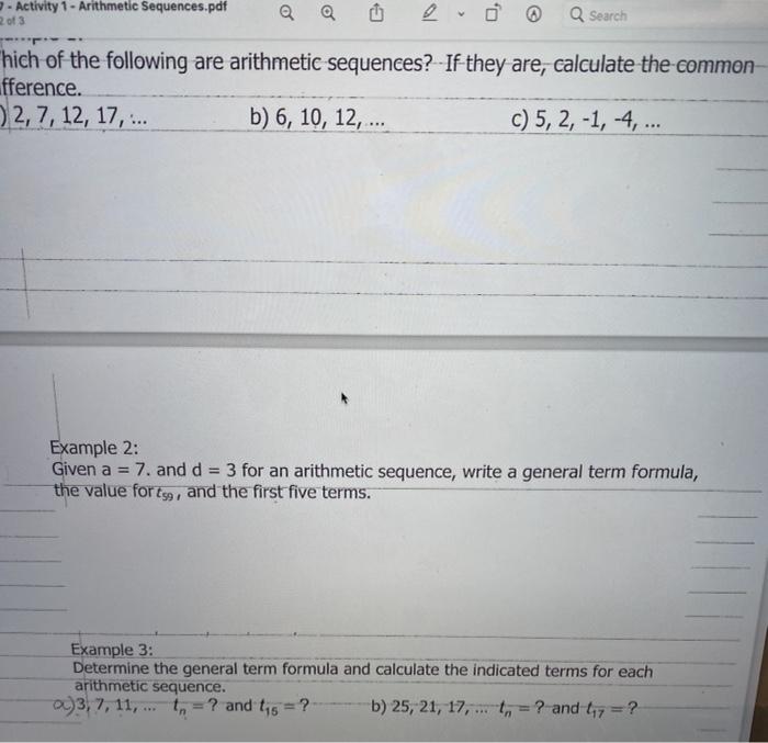 Solved - Activity 1 - Arithmetic Sequences.pdf 2 of 3 a Q | Chegg.com