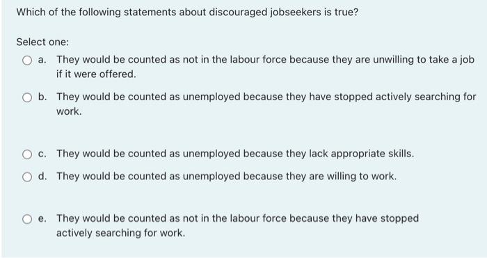 Solved Which of the following statements about discouraged | Chegg.com