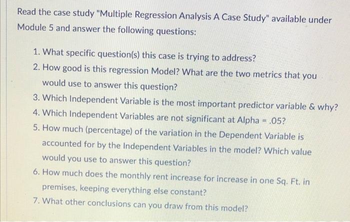 multiple regression analysis – a case study
