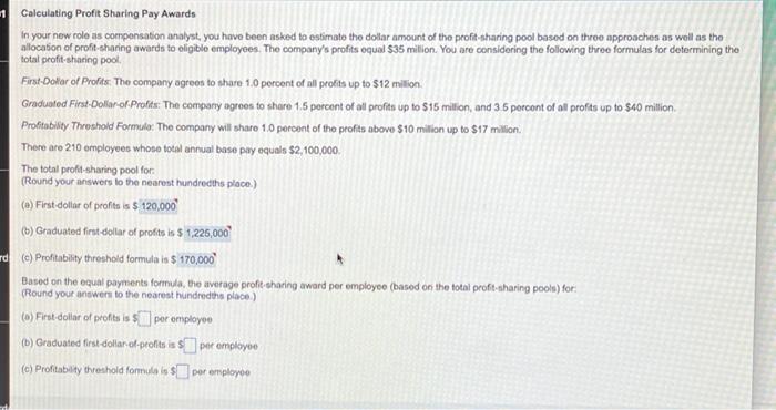 Solved Calculating Profit Sharing Pay Awards In Your New | Chegg.com