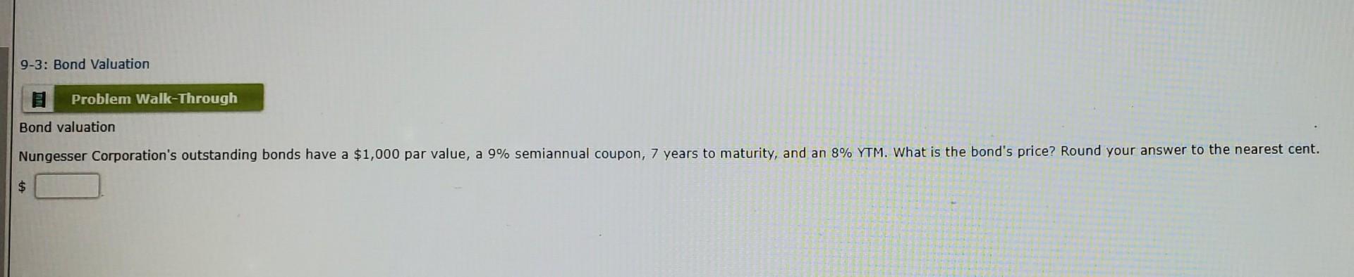 Solved Bond Valuation Chegg