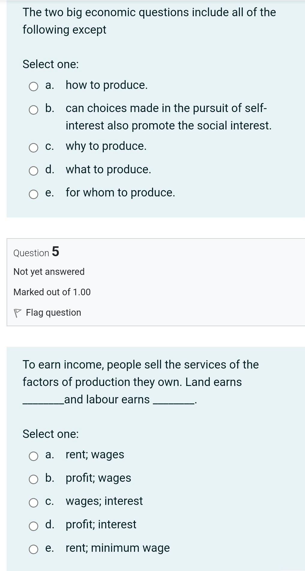 Solved The two big economic questions include all of the