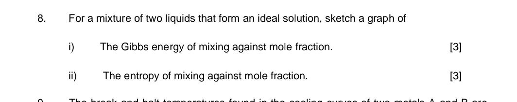 Solved 8. For a mixture of two liquids that form an ideal | Chegg.com