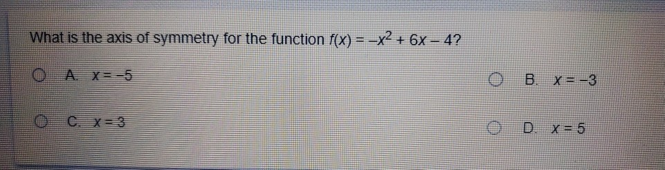 Solved What is the axis of symmetry for the function f(x) = | Chegg.com