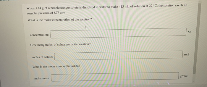 Solved When 3.14 g of a nonelectrolyte solute is dissolved | Chegg.com