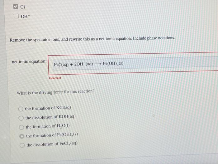 Solved Aqueous solutions of potassium hydroxide and iron(II)