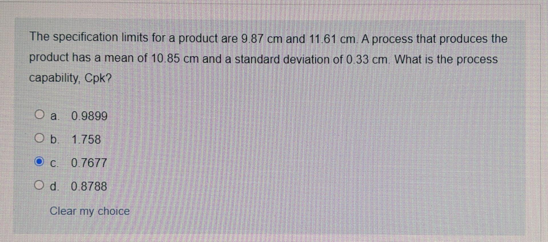 solved-the-specification-limits-for-a-product-are-9-87-cm-chegg