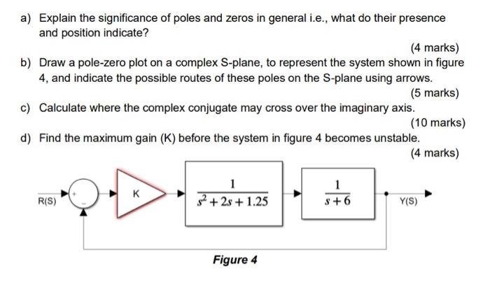 Solved a) Explain the significance of poles and zeros in | Chegg.com