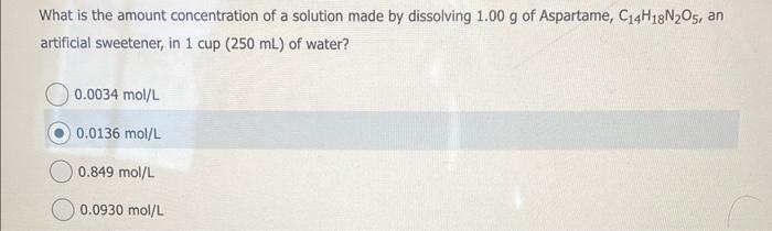 Solved What is the amount concentration of a solution made | Chegg.com
