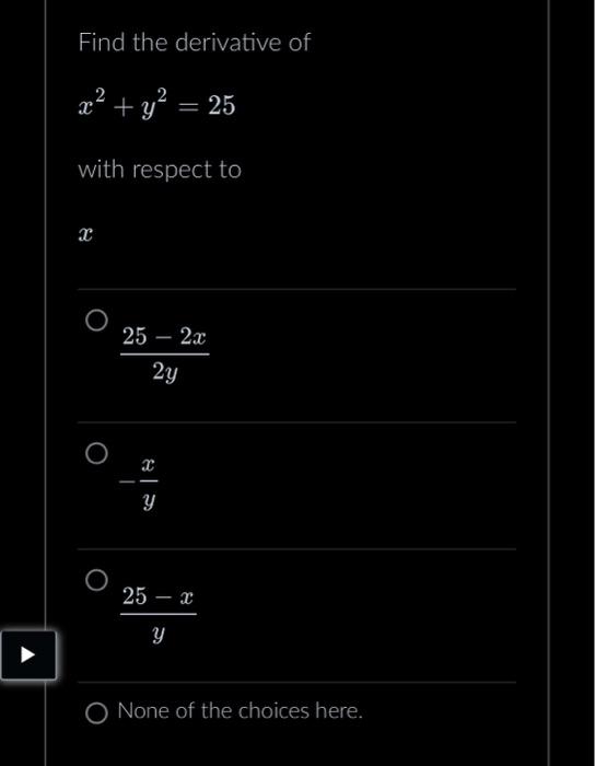 second derivative of x 2 y 2 25