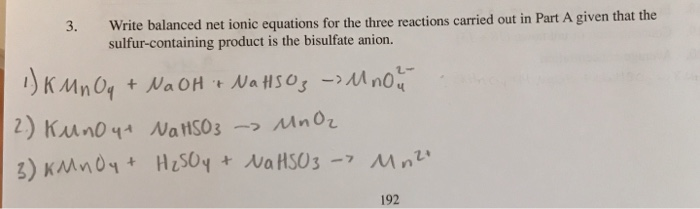 Solved 3 Write Balanced Net Ionic Equations For The Three 6860