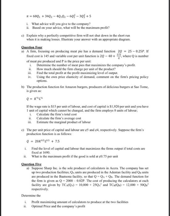 Solved Question One You are the manager of a firm that | Chegg.com