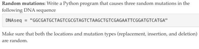 Solved Random mutations: Write a Python program that causes | Chegg.com