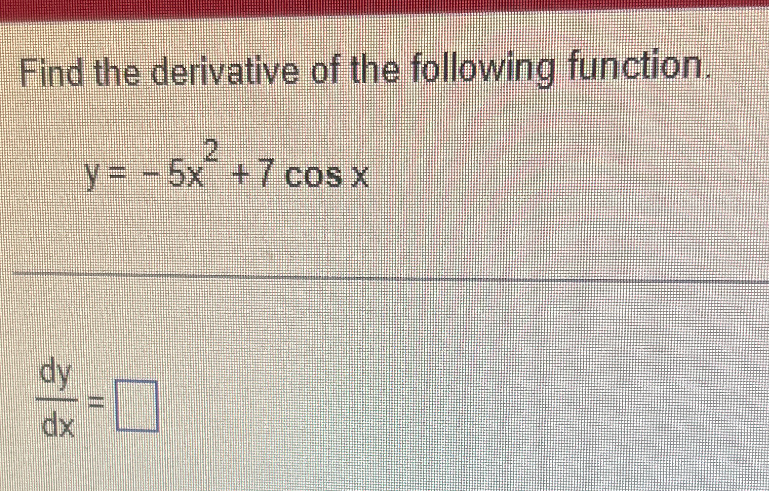 Solved Find the derivative of the following | Chegg.com