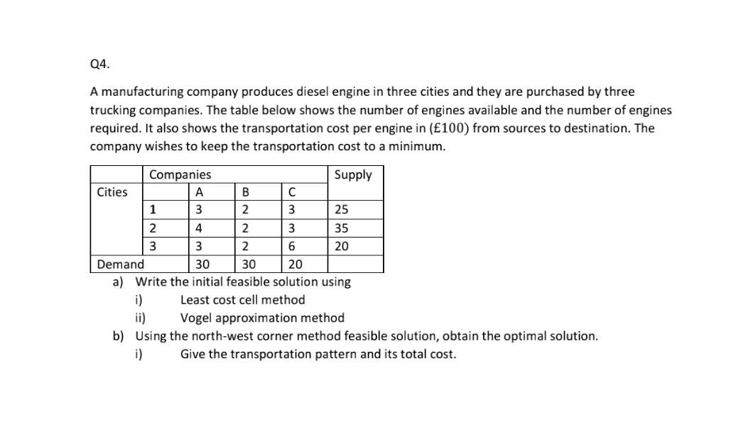 Solved A manufacturing company produces diesel engine in | Chegg.com