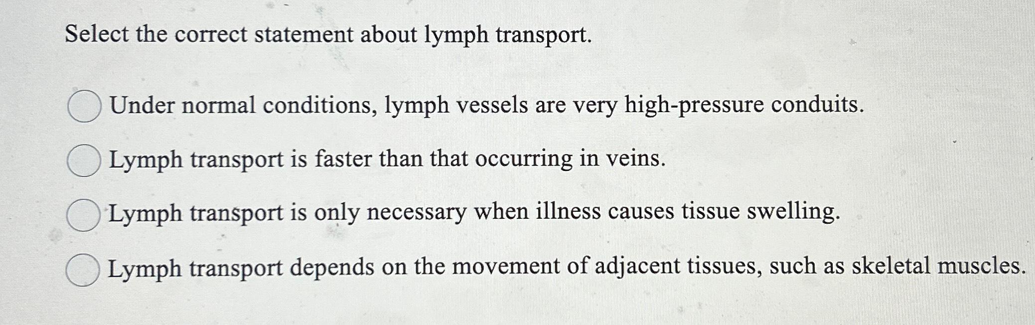 Solved Select the correct statement about lymph