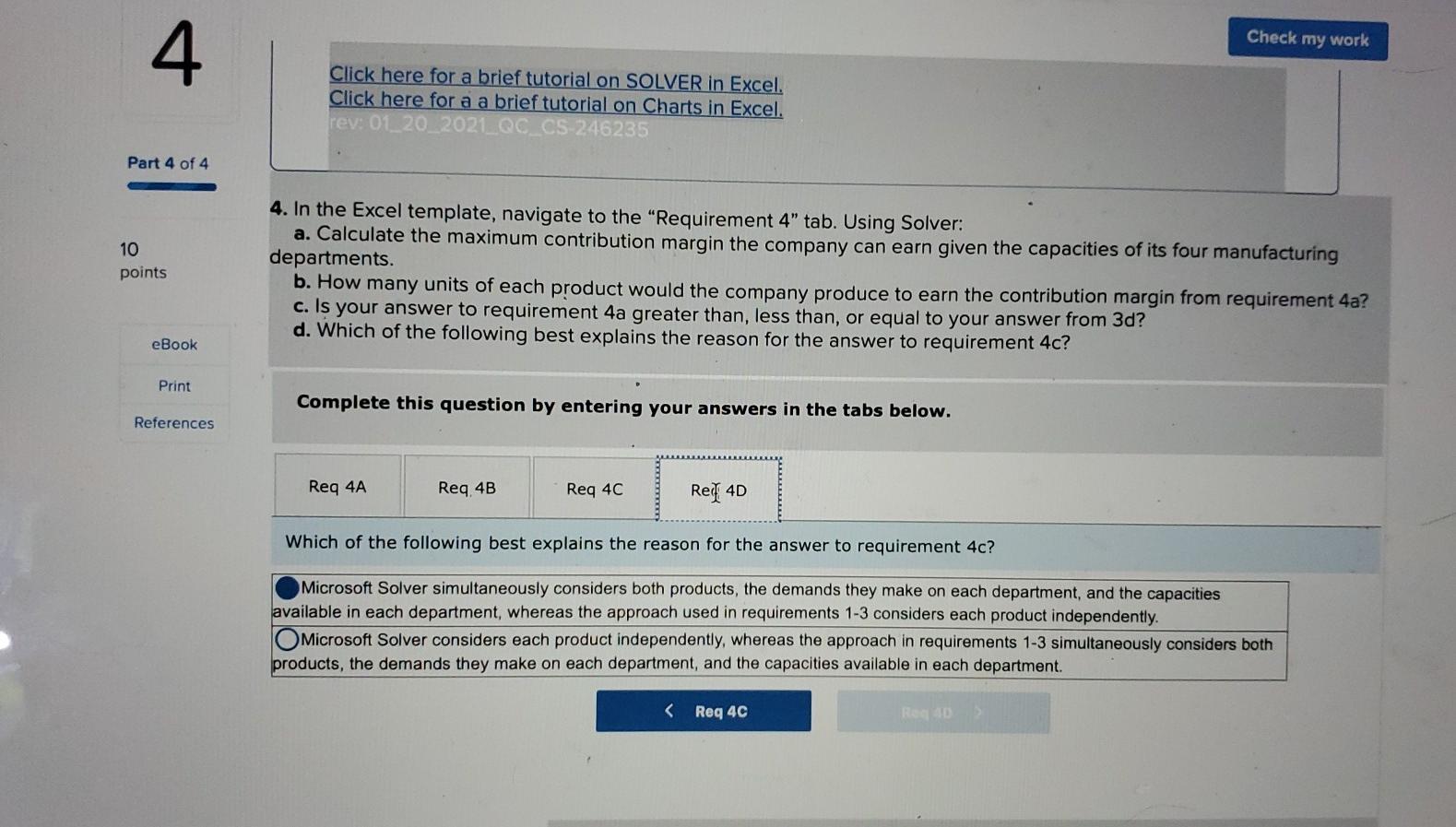 Solved Check my work 4 Required information Part 4 of 4 (The | Chegg.com
