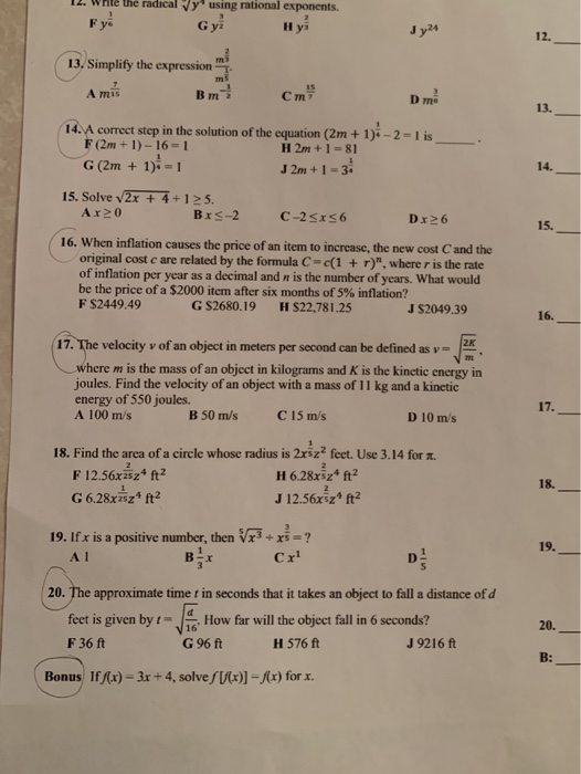 Solved 12 While The Radical Fy Y Using Rational Exponent Chegg Com