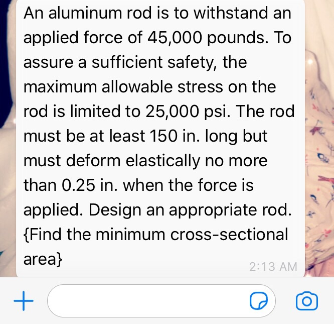 Solved An aluminum rod is to withstand an applied force of